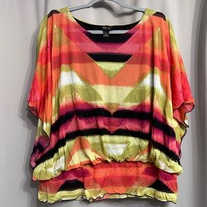 Style & Co - Fall Colored Nylon Blouse with Liner- Short Sleeve